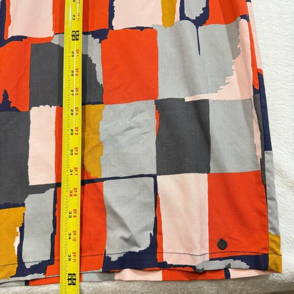 Numph S 36 Abstract Tencel Bodycon Midi Dress Colorblock Mod Artsy 60s Retro - Picture 9 of 13